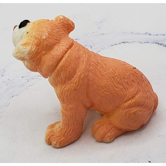 English Bulldog Brown and White Vintage 3 Inch Plastic Toy Figure - Picture 4 of 8